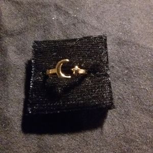 Gold Moon & Star Toe Ring